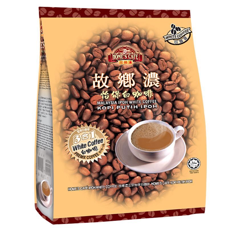 马来西亚原装进口 故乡浓怡保白咖啡三合一原味速溶咖啡 袋装600g