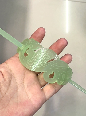 男女通用束发白玉冠凤纹镂刻