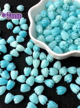 5个价 粉压花仿天然石郁金香铃兰花苞玉兰花 古风手工diy散珠发簪