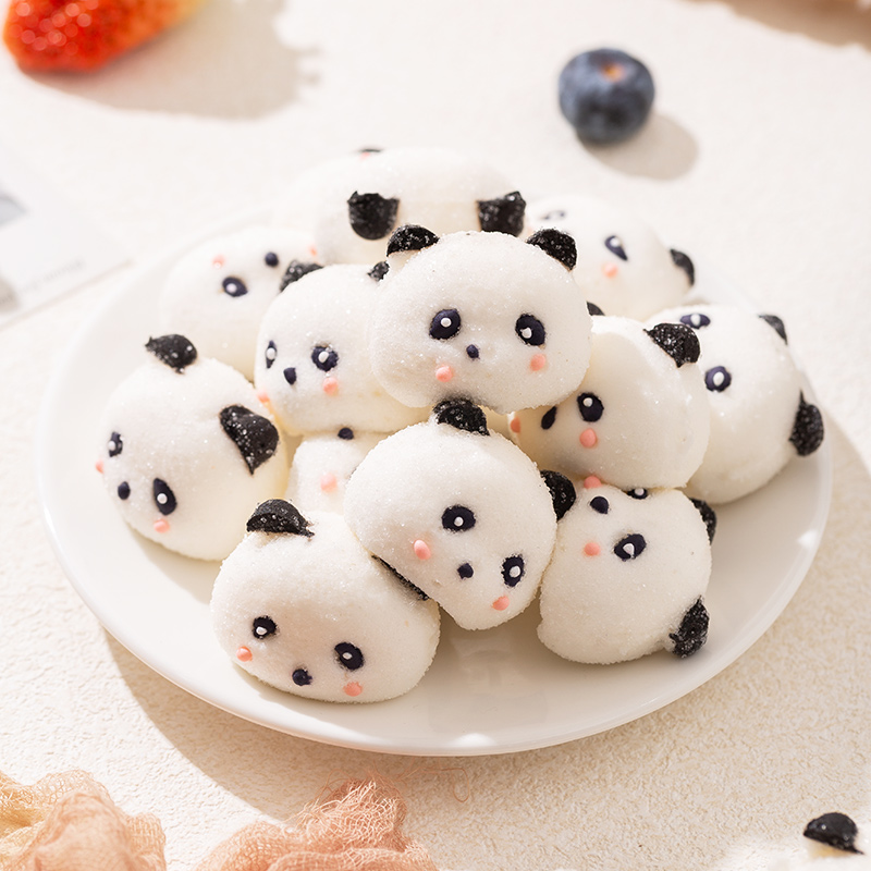 卡通熊猫头棉花糖商用蛋糕甜品烘焙儿童小朋友生日派对小零食糖果 - 图3