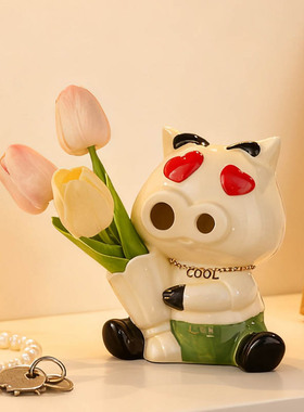 北欧ins花瓶陶瓷可爱猪猪摆件