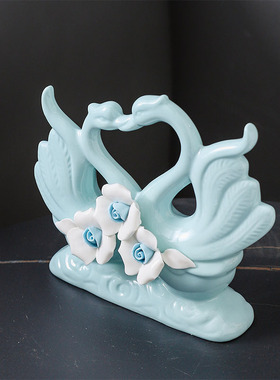 陶瓷客厅玄关可爱风天鹅装饰品