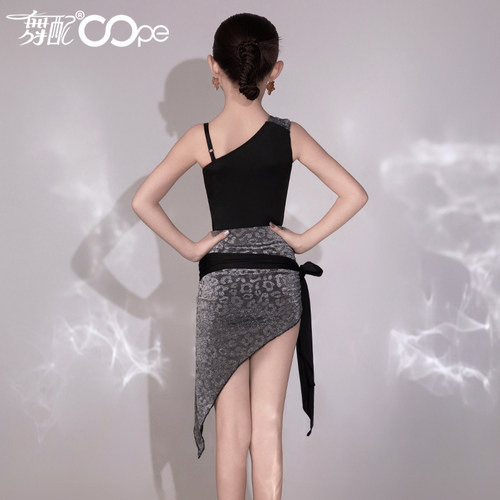 断码清仓-拉丁舞服oope舞配训练服拉丁舞练功服女童吊带豹纹裙TJ - 图2