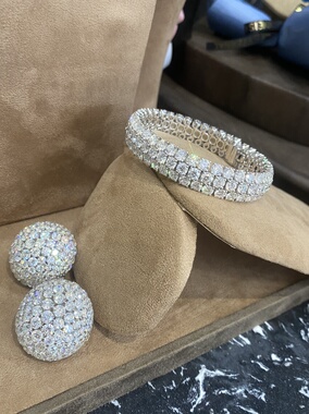 18k天然钻石满钻DE色VVS净度珠宝定制满天星弹簧手镯