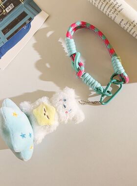 趣味毛绒星星白熊挂件可爱背包挂件毛绒公仔钥匙扣包包玩偶挂饰品