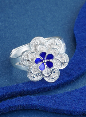 990纯银戒指花丝珐琅彩