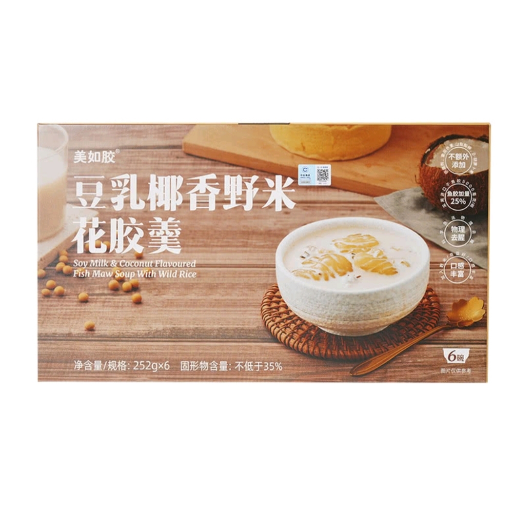 美如胶豆乳椰香野米花胶羹鱼胶加量25%物理去腥252g*6碗山姆代购-图3