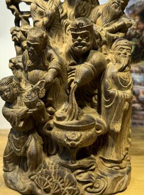 沉香木雕刻八仙过海整木雕刻