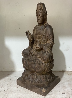 天然沉香原木雕刻坐拿瓶观音摆件净瓶观音家居乔迁桌面工艺品摆设