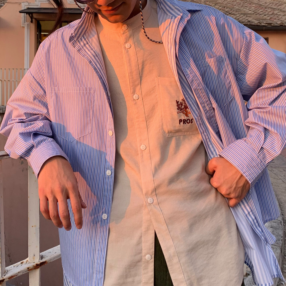 pros by ch日系原创浅蓝色宽松衬衫 prosbych衬衫