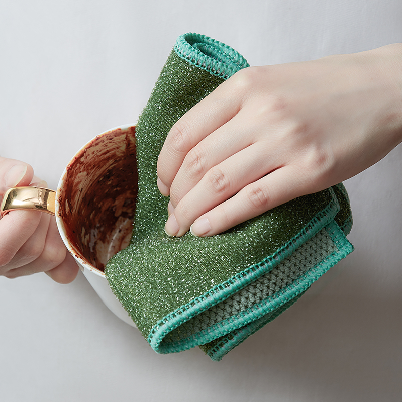 双面洗碗布神器厨房专用刷碗巾抹布吸水纤维不沾油保洁清洁百洁布 - 图1