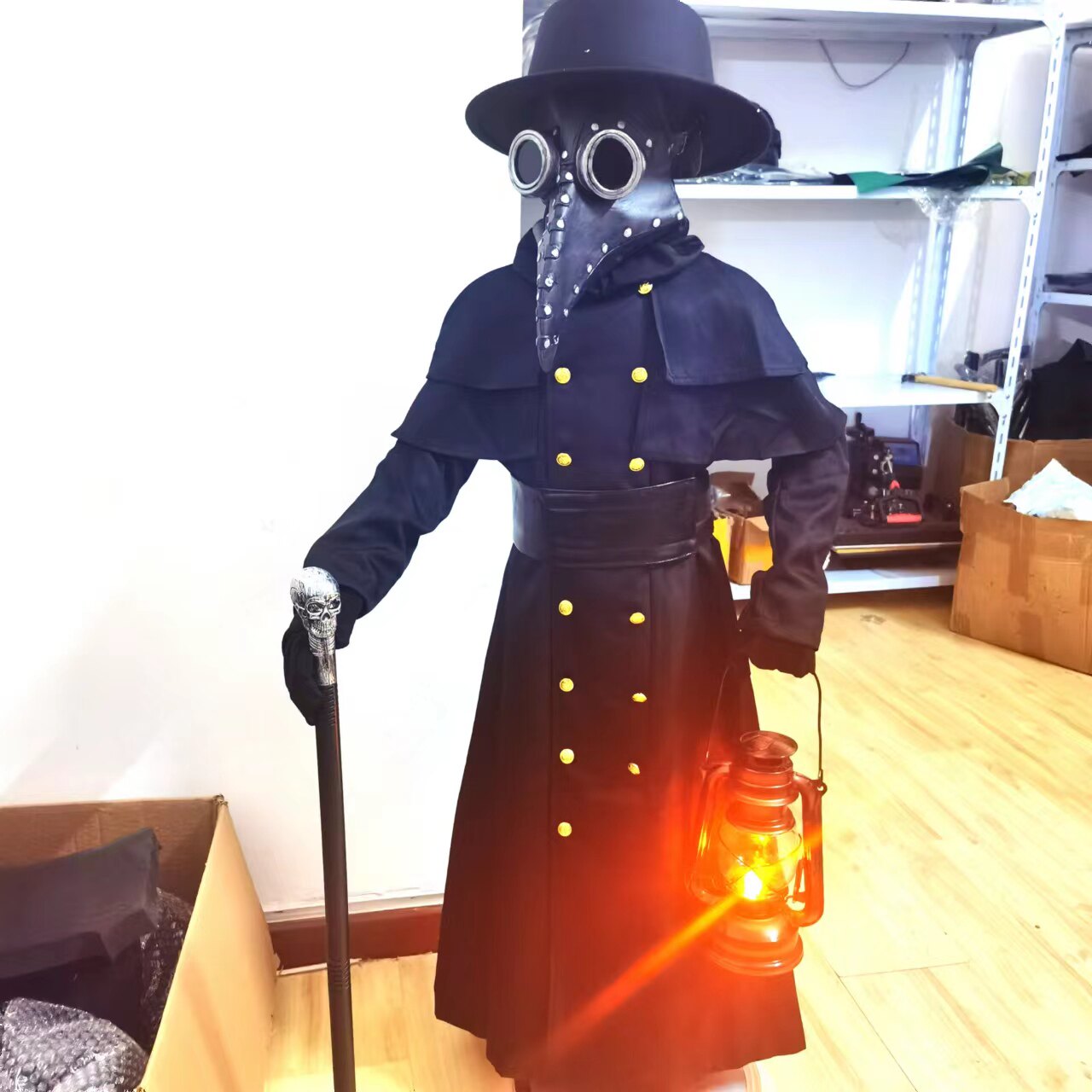 万圣节儿童服装 瘟疫医生cos服衣服 乌鸦面具 鸟嘴医生演出服 - 图0