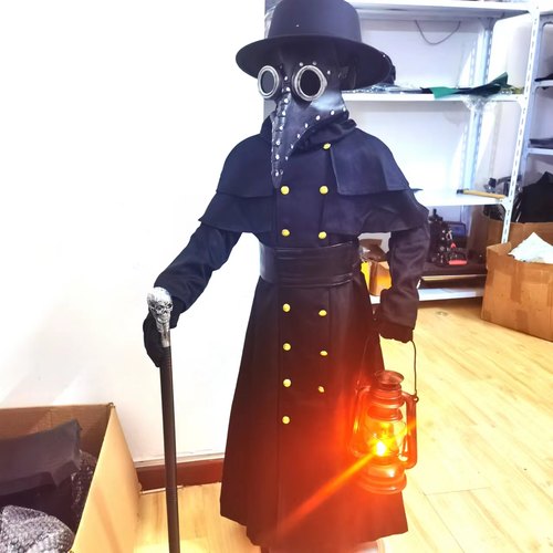 万圣节儿童服装 瘟疫医生cos服衣服 乌鸦面具 鸟嘴医生演出服 - 图0