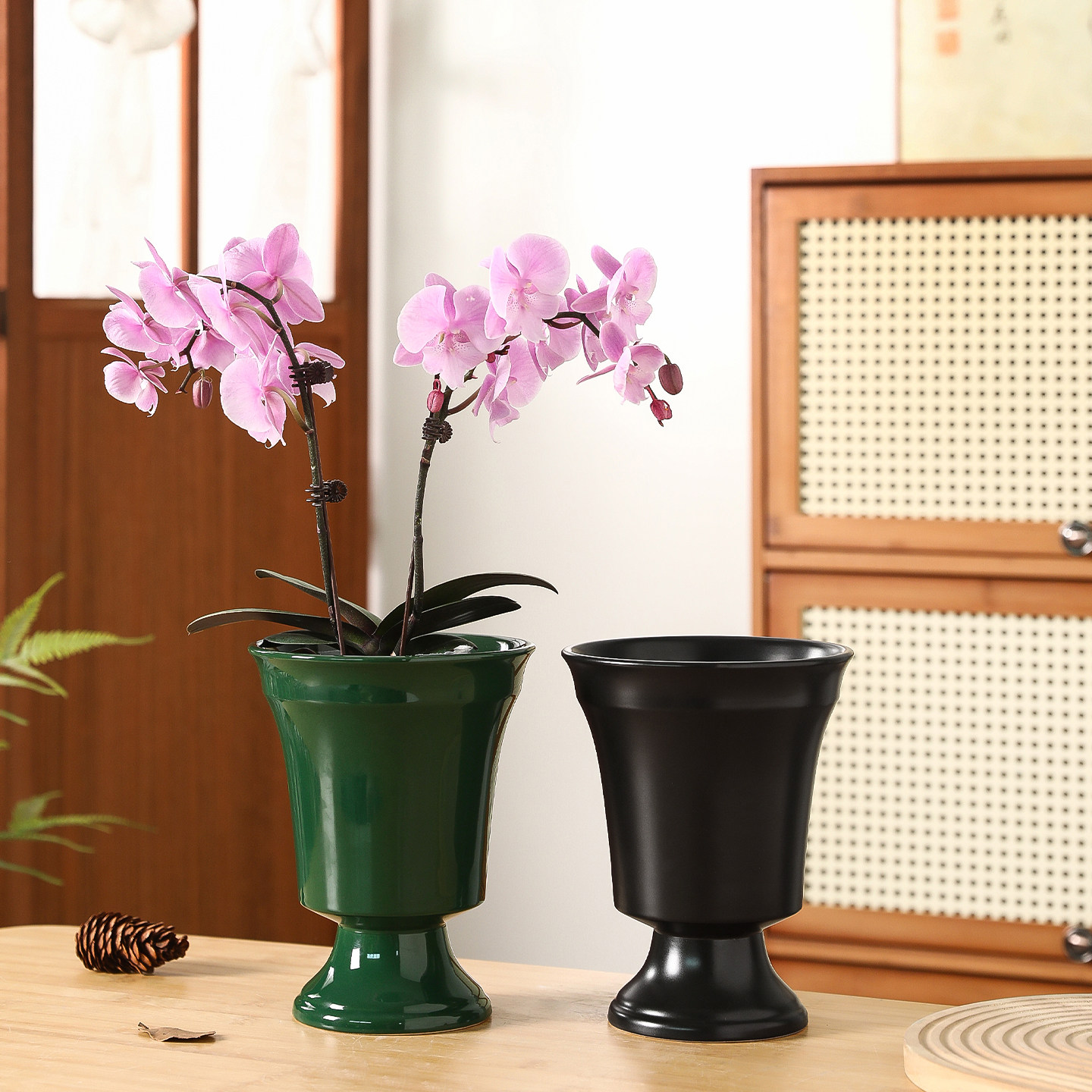 复古高脚陶瓷花盆欧式高级感家用室内软装摆件蝴蝶兰专用花卉套盆,淘宝优惠券,粉丝福利购,淘宝优惠卷