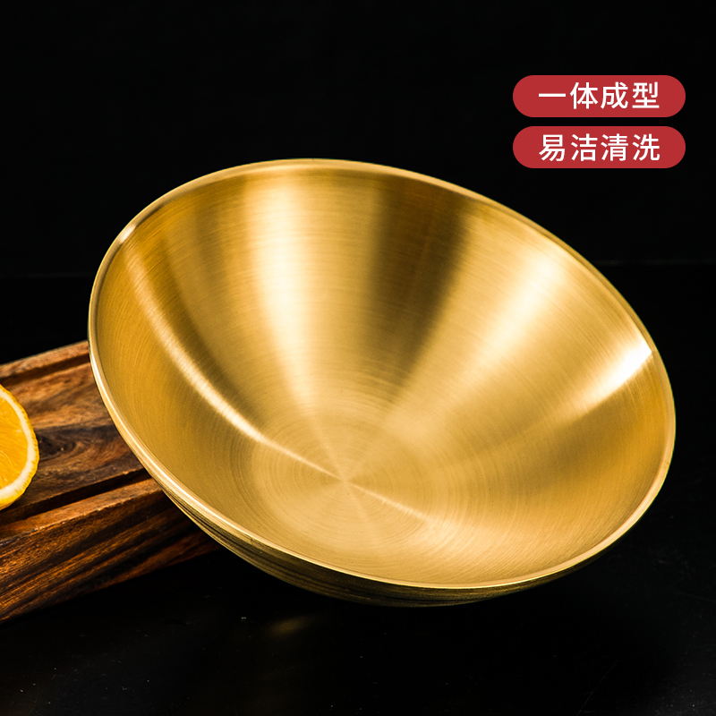 304不锈钢金色斗笠碗日式拉面碗拌面碗泡面碗商用螺蛳粉碗大汤碗