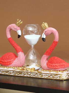 火烈鸟沙漏装饰摆件女生卧室房间床头柜电视柜结婚新婚礼物送新人