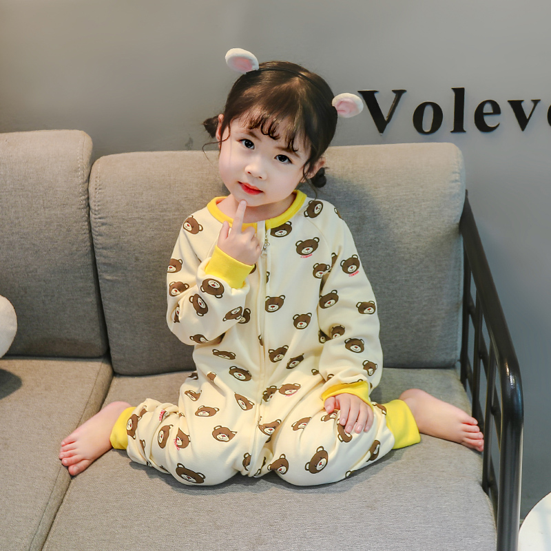 儿童连体睡衣春秋纯棉宝宝睡袋春季婴幼儿防踢护肚俐衣女童家居服 儿童连体睡衣春秋纯棉宝宝睡袋春季婴幼儿防踢护肚俐衣女童家居服