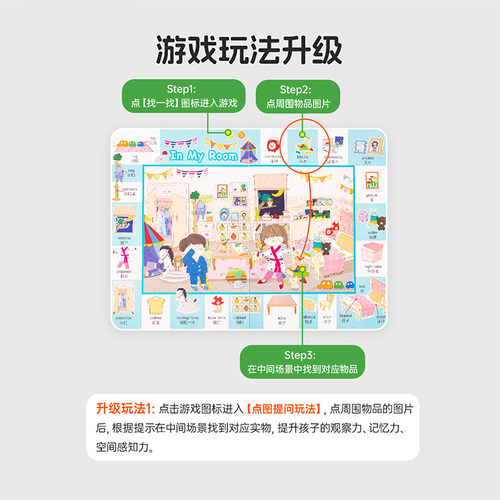 小彼恩点读书 Peekaboo中英双语单词大书6册 1200个单词 情景化游戏式学习词汇累积 幼儿早教益智启蒙 毛毛虫点读配套绘本 - 图1