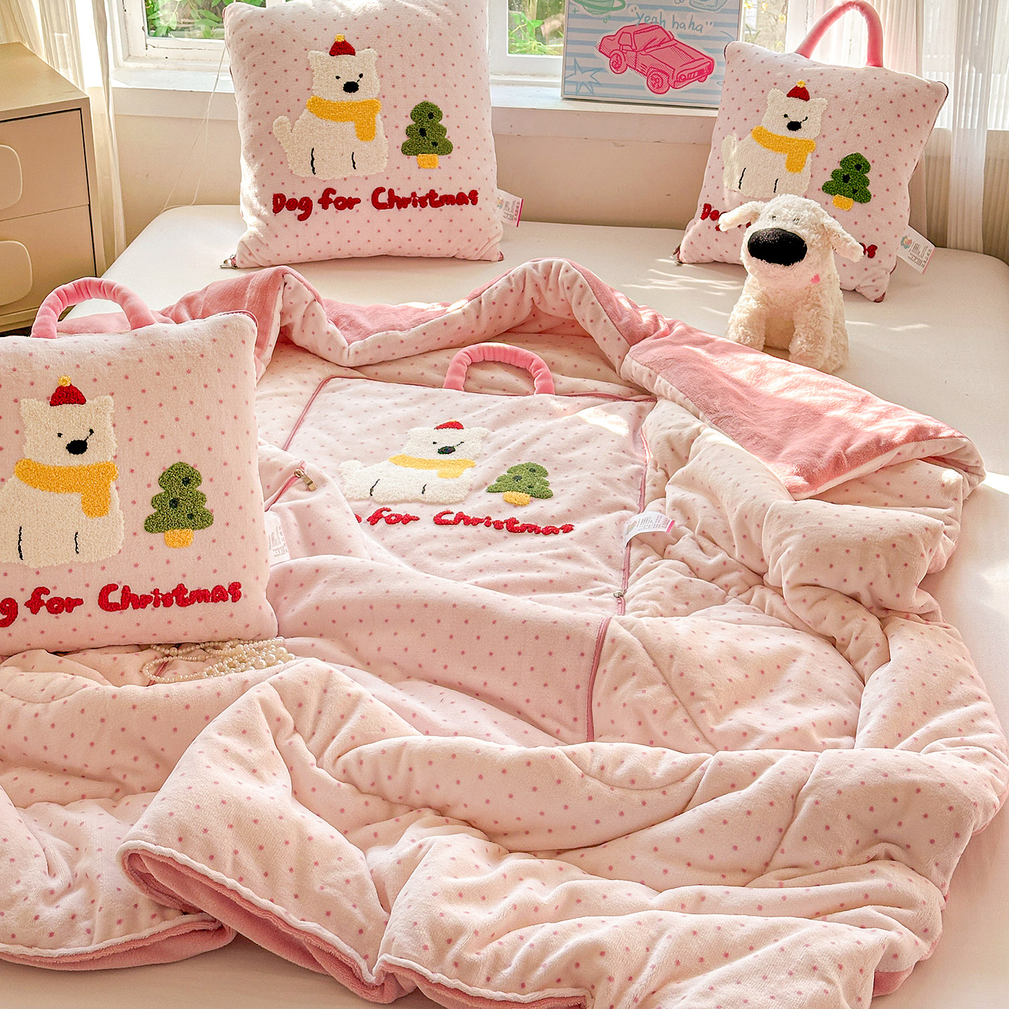 牛奶绒 加厚冬季抱枕车用被子两用2025新款午睡毯子二合一靠枕被,淘宝优惠券,粉丝福利购,淘宝优惠卷