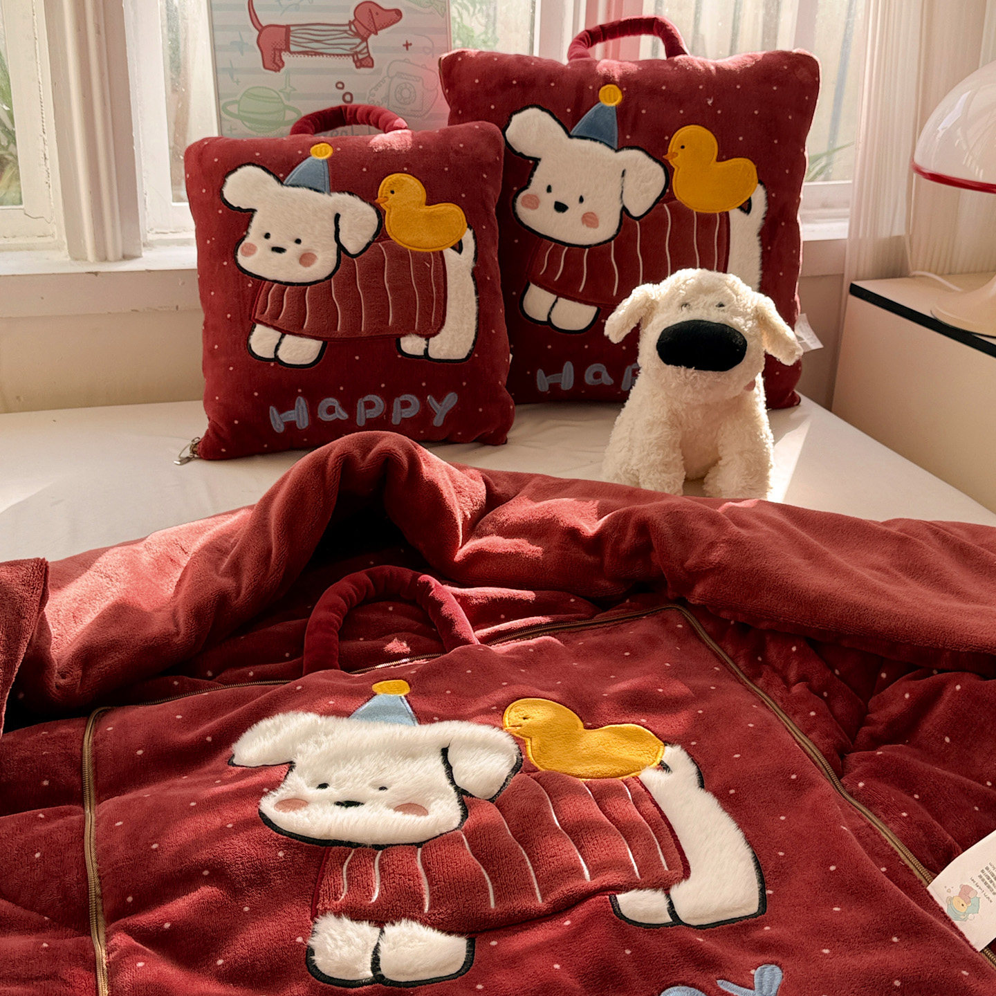 牛奶绒 加厚冬季抱枕被子两用2025新款车用折叠枕头被毯子二合一,淘宝优惠券,粉丝福利购,淘宝优惠卷