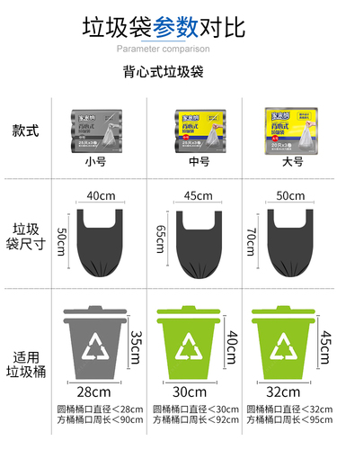 背心式平口式自选手提垃圾袋环保厨余一次性加厚厨房家用塑料袋 背心式平口式自选手提垃圾袋环保厨余一次性加厚厨房家用塑料袋