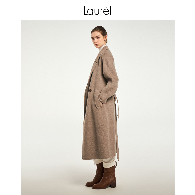 【绵羊毛】Laurel劳芮新款羊驼中长毛呢外套大衣女LWD343D01100 - 图0