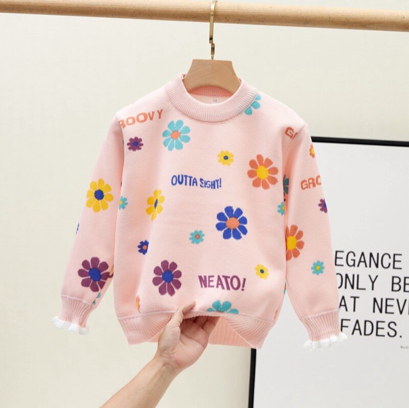 男童女童一体加绒毛衣秋冬款洋气套头毛衣宝宝百搭上衣打底外穿