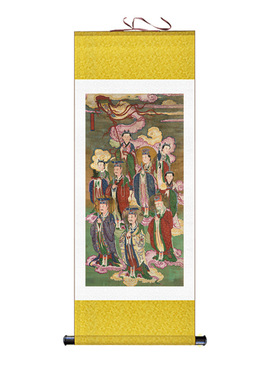 水陆画四御大帝画像挂画玉皇上帝紫薇长生大帝供奉绢布卷轴画古画