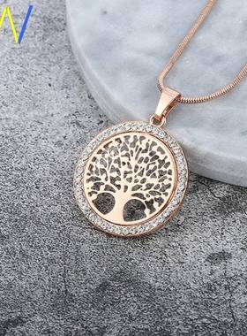 Tree of Life Crystal Necklace Gold Silver Women Jewelry girl