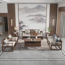 New Chinese style sofa composition Jane about full solid wood sofa Living room Size family type Buyi Zen Chinese Wind furniture