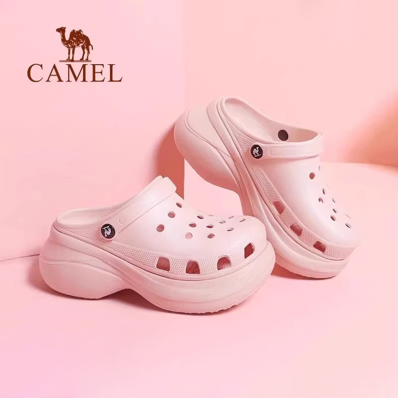 骆驼女鞋洞洞鞋夏季软凉拖鞋外穿透气厚底踩屎感防滑包头拖沙滩鞋 - 图0