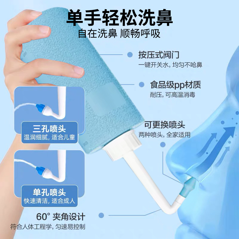 洗鼻器家用鼻腔冲洗器鼻炎通鼻儿童成人医用洗鼻盐生理盐水冲鼻器-图1