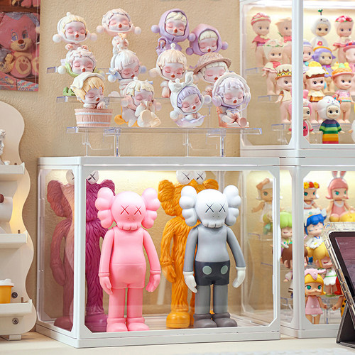 盲盒收纳展示架智能带灯适用泡泡玛特公仔玩偶手办娃娃展示盒痛柜 - 图1