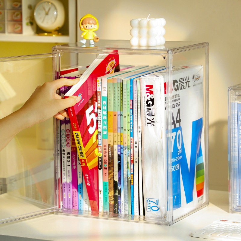 桌面书本收纳盒透明亚克力架书柜高中学生专辑绘本漫画书籍收纳箱,淘宝优惠券,粉丝福利购,淘宝优惠卷