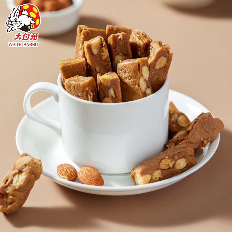 【新品上市】大白兔坚果休闲零食糖果巴旦木太妃糖198g袋装,淘宝优惠券,粉丝福利购,淘宝优惠卷