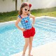 ເດັກຍິງ cherry plaid ແບບອະນຸລັກແບບສິ້ນຊຸດລອຍນ້ໍາ