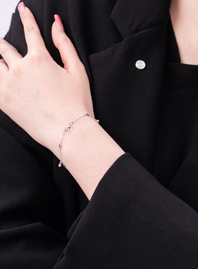 SOLOS925银蝴蝶结手链女款手链