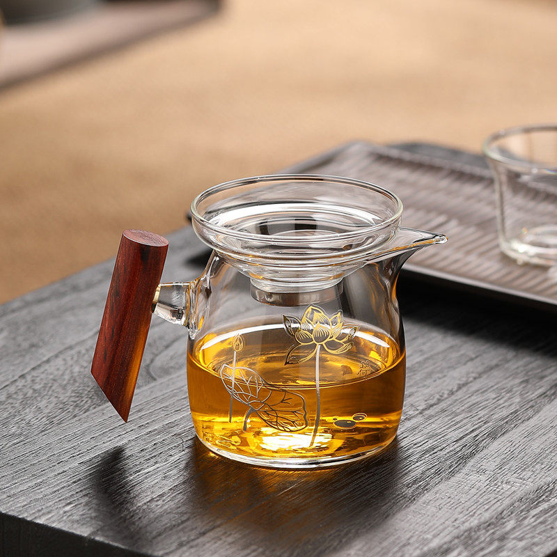 加厚耐热木把玻璃公道杯功夫茶过滤分茶器茶漏一体套装茶具零配件,淘宝优惠券,粉丝福利购,淘宝优惠卷