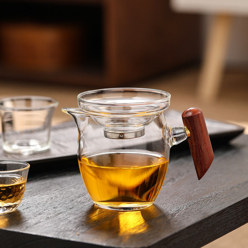加厚耐热木把玻璃公道杯功夫茶过滤分茶器茶漏一体套装茶具零配件,淘宝优惠券,粉丝福利购,淘宝优惠卷