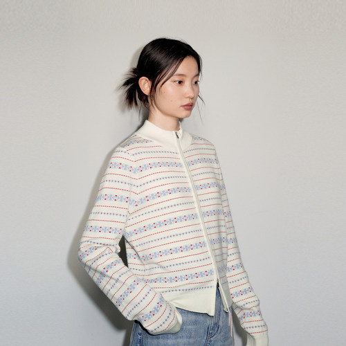 indicia标记商场同款2026秋季女装羊毛条纹针织衫开衫L2C6KS206Y - 图0