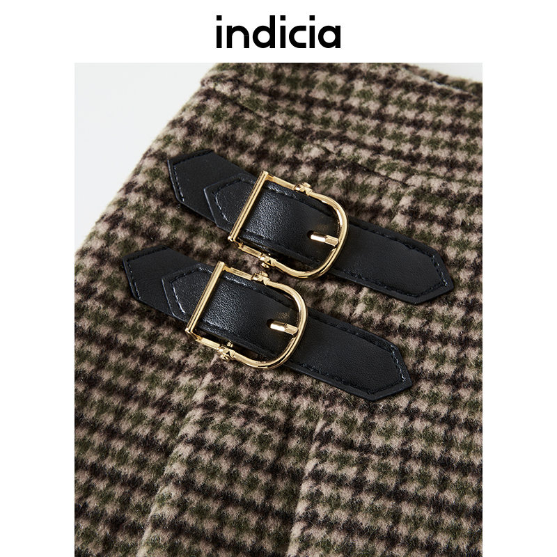 indicia 羊毛半身裙女A字裙子短款复古秋冬季时尚标记女装 - 图2