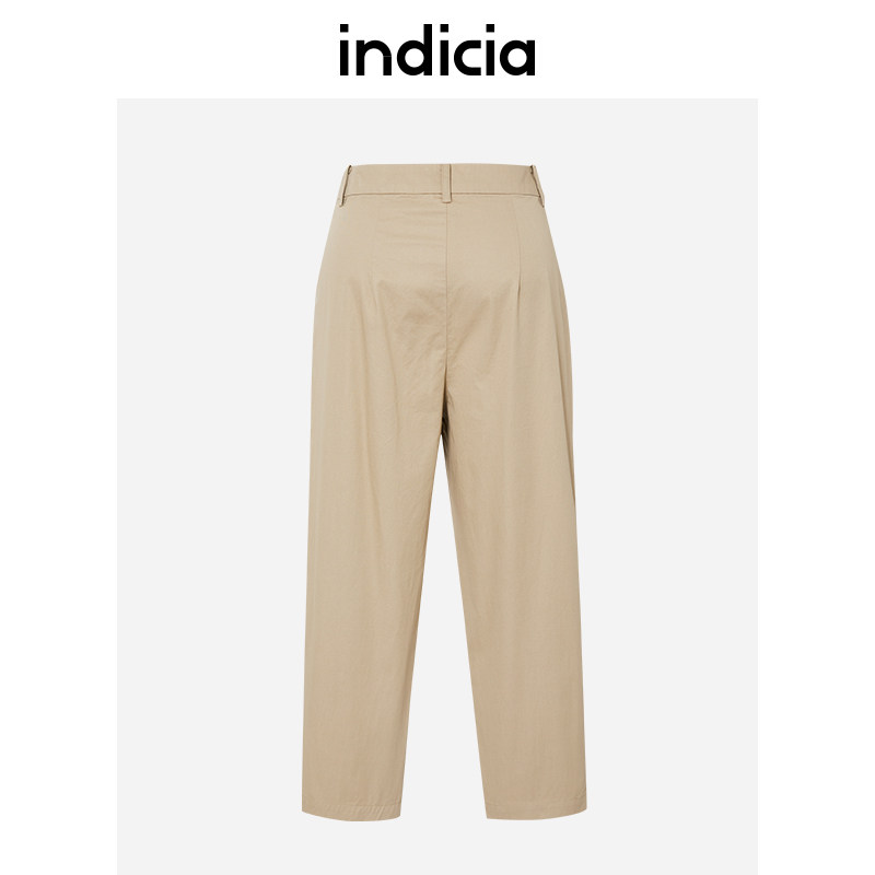 indicia标记纯棉休闲裤灰色直筒裤子夏季商场同款女装5B305KZ171