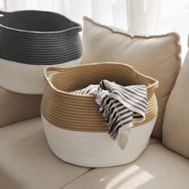 Bicolor Splicing Tabletop Debris storage basket Woven Frame Cotton Thread Containing Basket Cosmetic Cotton Thread Containing basket