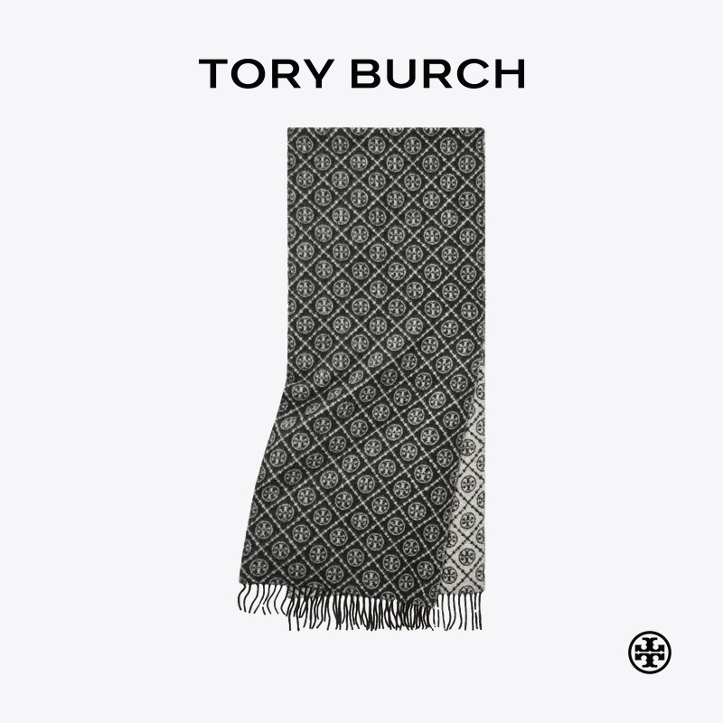 【12期免息】TORYBURCH汤丽柏琦T MONOGRAM 绵羊毛提花围巾164571
