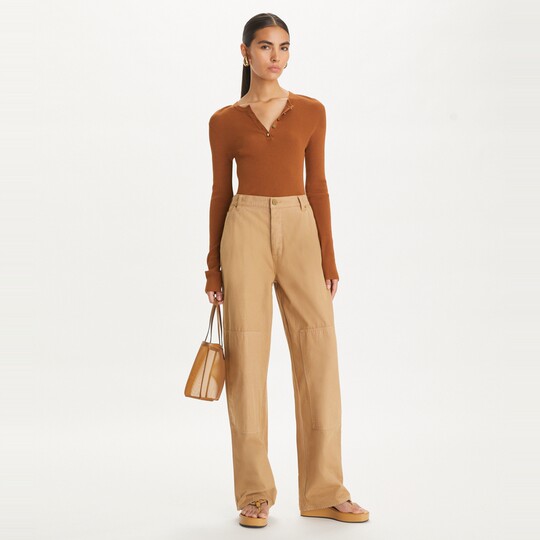 【季末礼遇】TORY BURCH 汤丽柏琦 圆领罗纹粘纤套衫打底衫162809