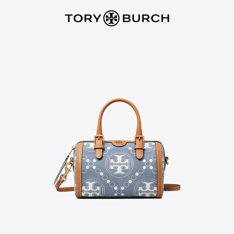 【限时礼遇】TORYBURCH 汤丽柏琦T MONOGRAM酒桶包波士顿包159640 - 图0