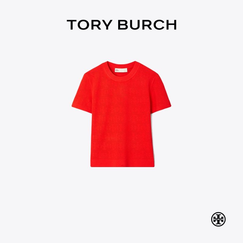 【季末礼遇】TORY BURCH 汤丽柏琦 T MONOGRAM 提花编织T恤168853 - 图3