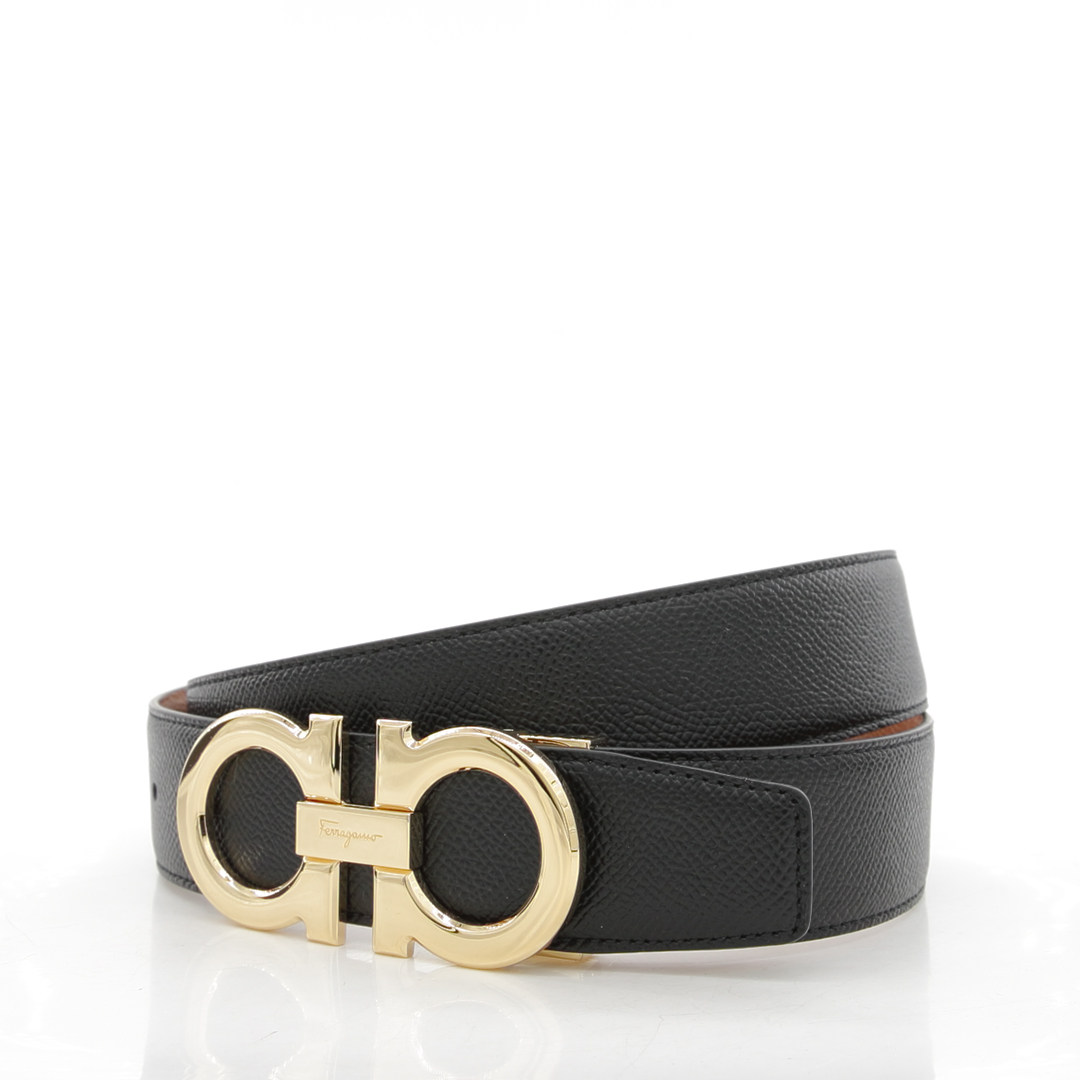 ferragamo 菲拉格慕 男士经典时尚金马蹄扣真皮2面用皮带 749911