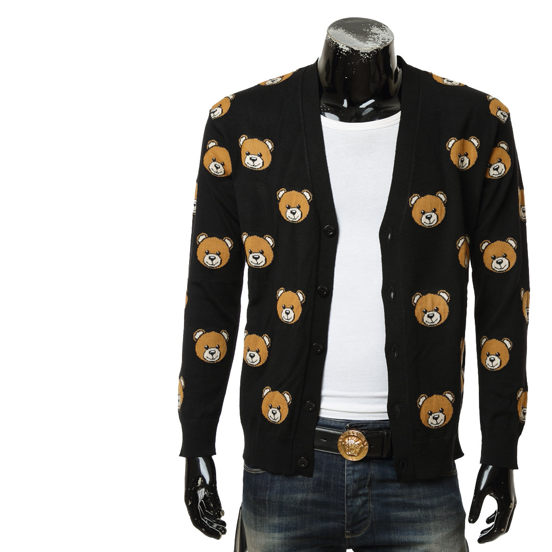 moschino/莫斯奇诺男士小熊纯羊毛保暖针织开衫毛衣 v0923 5200