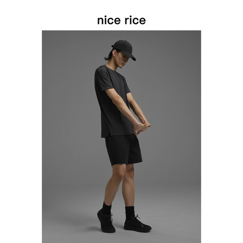 nice rice好饭 s.系列115G修身后中破缝运动速干短袖T恤NHC02123 - 图1